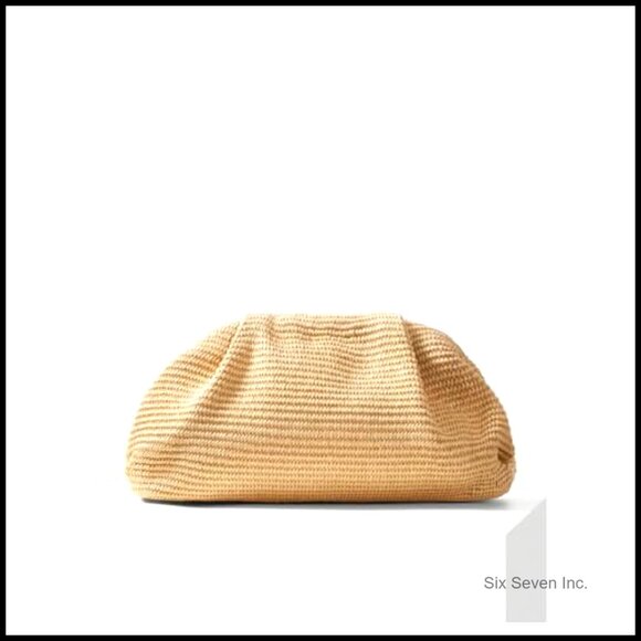 Woven Evening Bag Elegant Faux PU Leather Clutch Purse No Strap Handbag